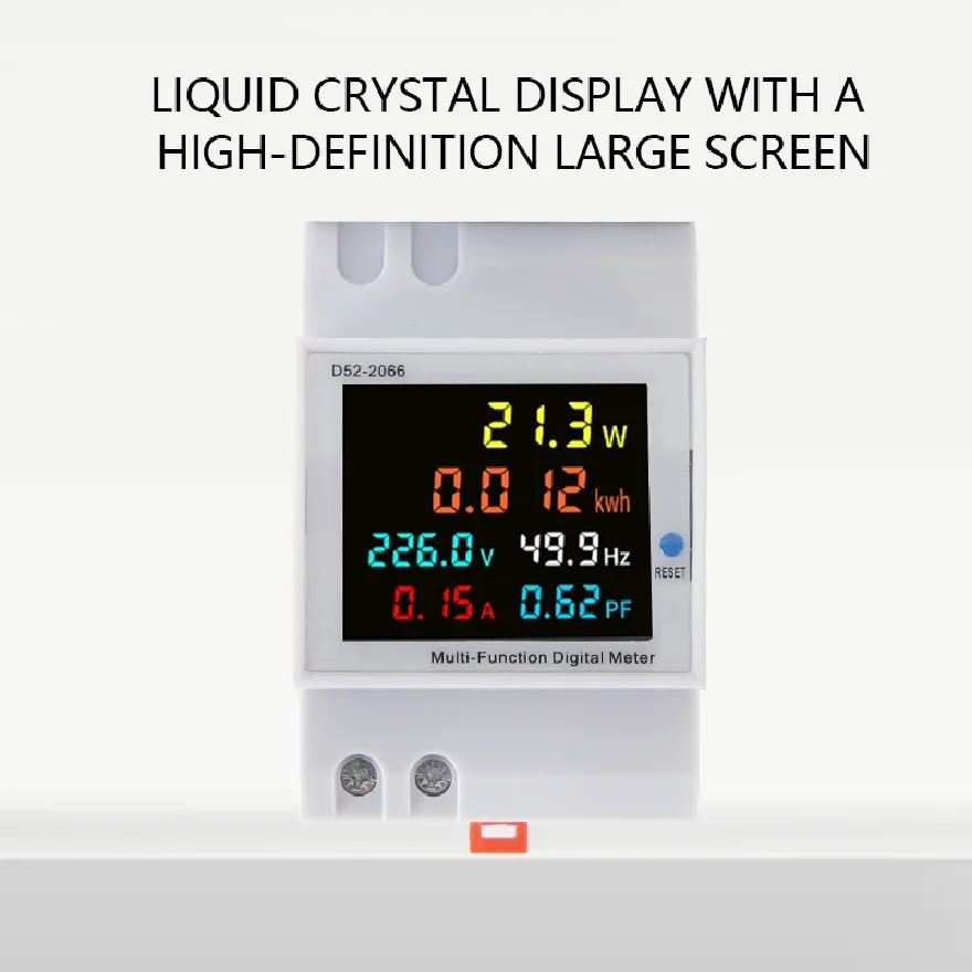 6IN1 Din Rail AC Monitor 110V 220V 380V 100A Voltage Current Power Factor Active KWH Electric Energy Frequency Meter