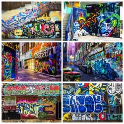 Urban Street Graffiti Wall Backdrop Retro Grunge Colorful City Alley Photography Background Punk Children Kids Adult Photo Booth