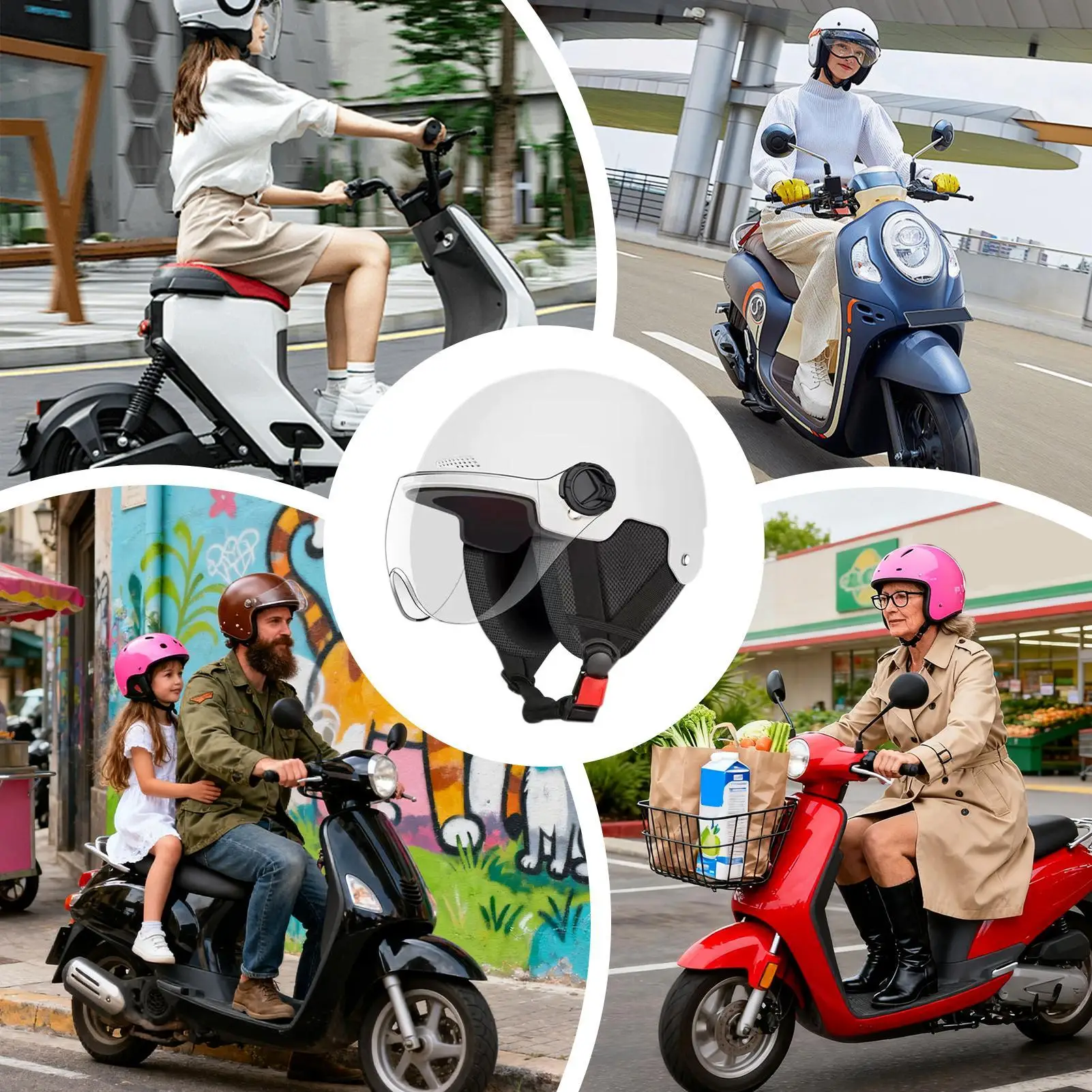 

Electric Bike Helmet Bicycle Helmet Anti-UV Breathable Protective Safety Hat For Kids Women Adult Cycle Riding Skateboarding