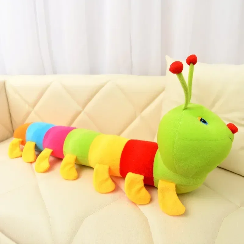 [Funny] 50~200cm Colorful catoon caterpillar plush toy doll soft comfy insect pillow cotton worm bug model sofa car cushion gift