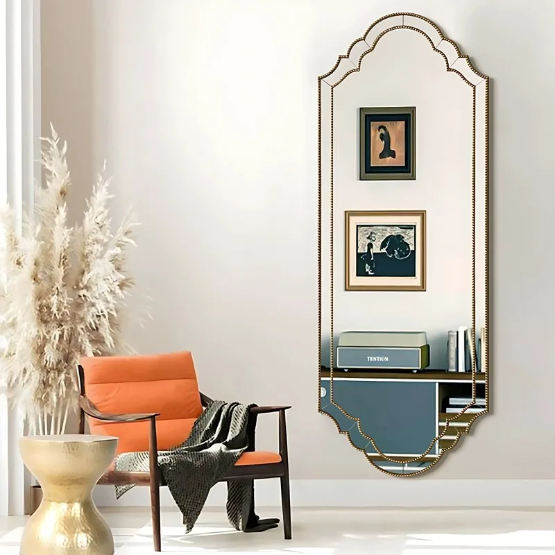 French full-length mirror household retro American full-length mirror clothing store wall-mounted fitting mirror European light