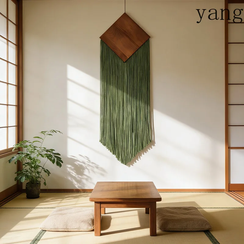 YJQ cotton rope woven vertical fringed tapestry rhombus board bohemian wall decorative tapestry