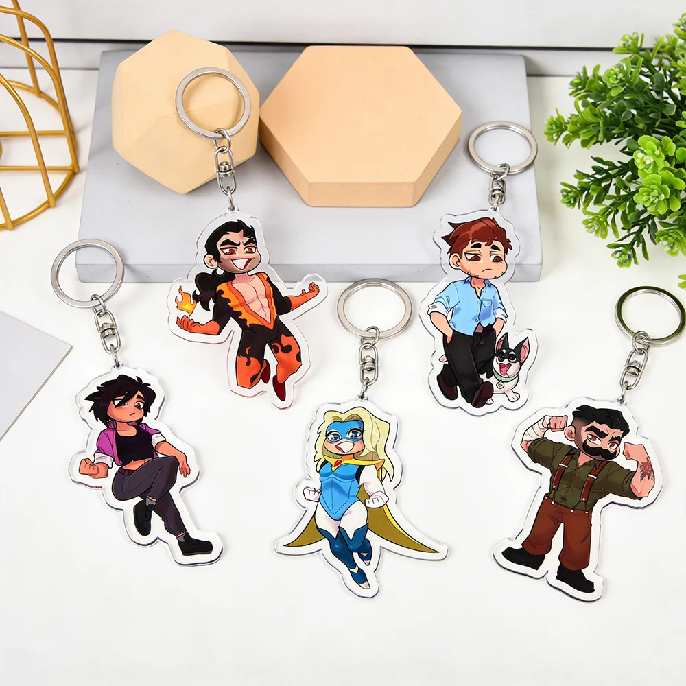 Dispatch Keychain for Accessories Mecha Man Blonde Blazer Robert Robertson Keyring Jewelry Gaming Fans Gifts