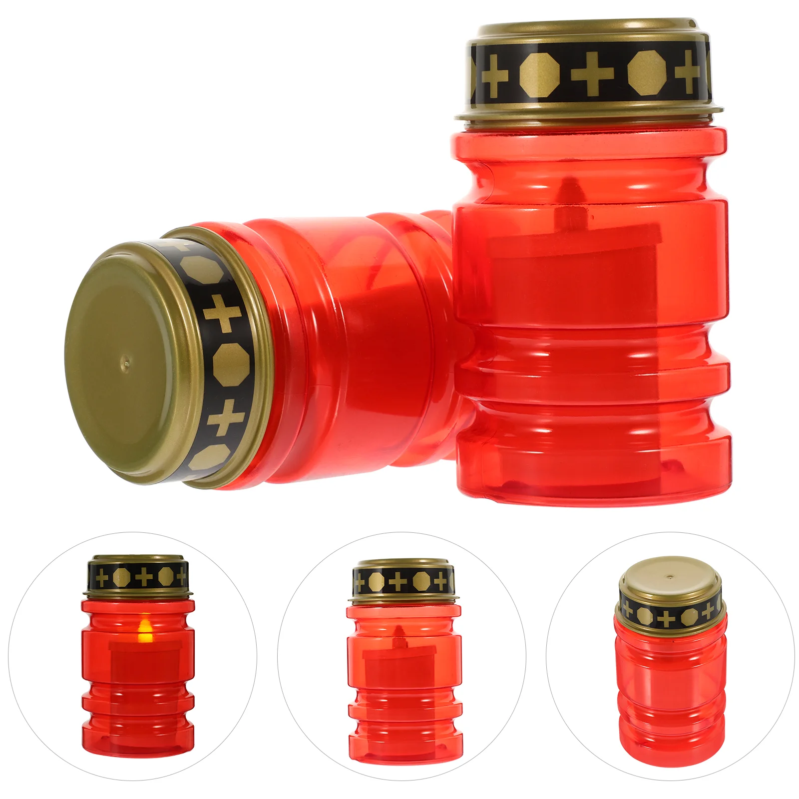 2 Pcs Lights Operated Table Centerpiece Powered Candles Fake Religious LED Pillar Electric Tea Decor