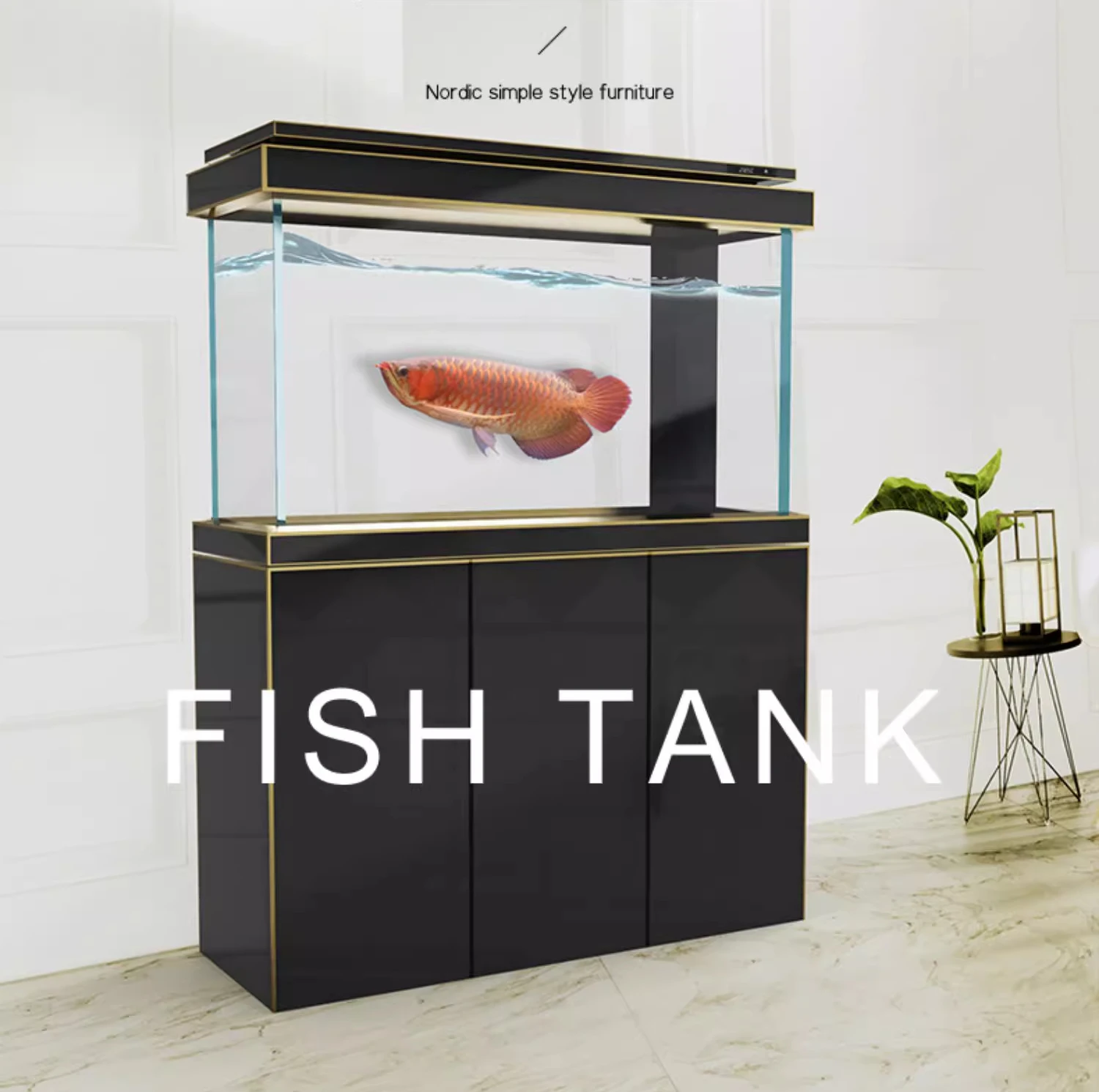 

glass arowana tank New fish tank bottom filter aquarium living room large household floor ultra-white