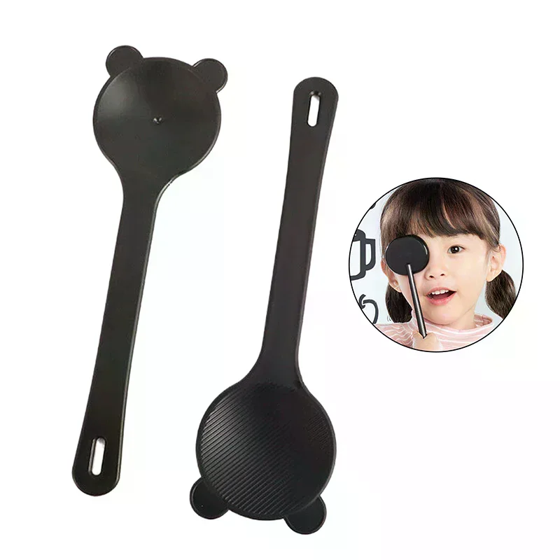 /YOV/1PCS Eye Occluder Professional Black Bear Shape Handheld Optometry Tool Eye Occluder Block Plate For Vision Test With Scal