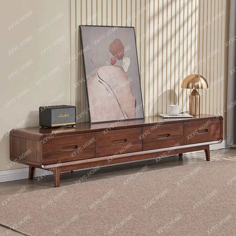 

Black walnut tv stand solid wood living room cabinet modern minimalist storage cabinet