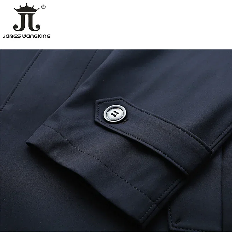 2023 New Spring Autumn Mens Long Solid Color Trench Coats Superior Quality Buttons Male Fashion Outerwear Jackets Windbreaker