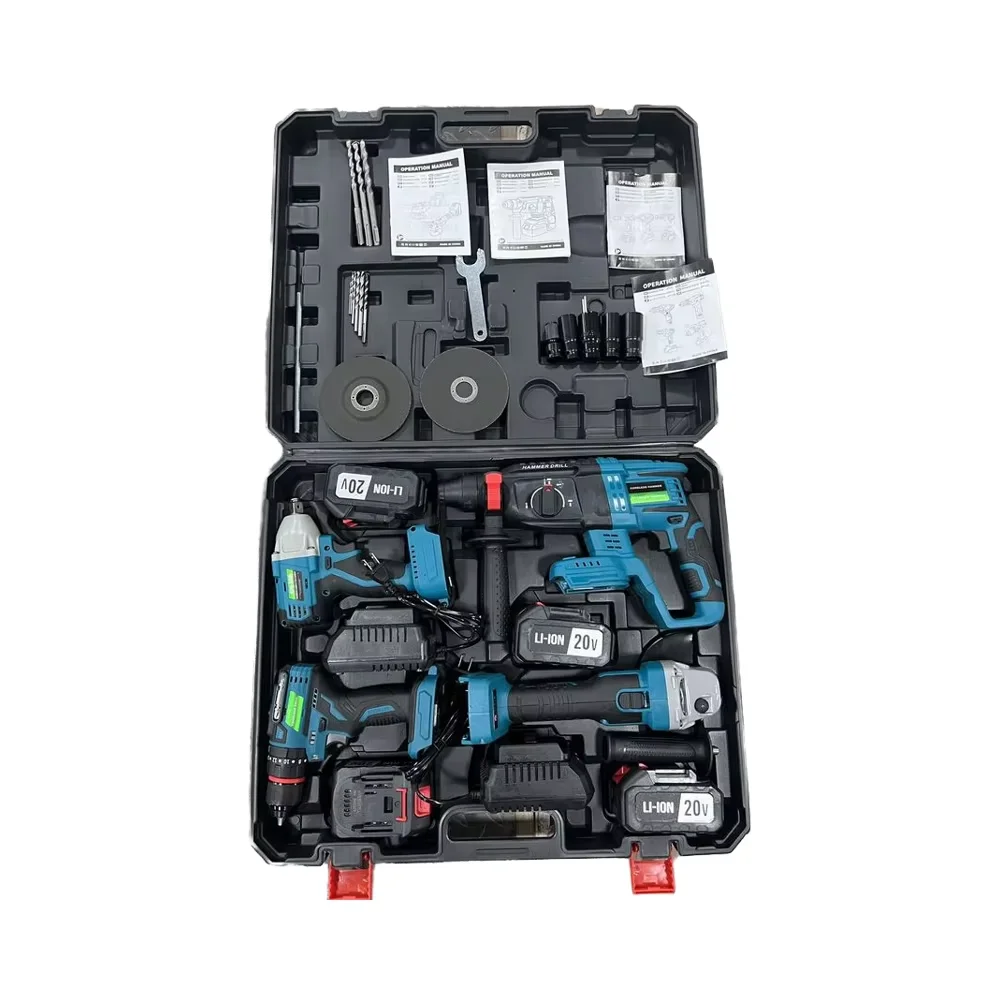 

Best 21V Battery Cordless Brushless Combo Set With Drill Impact Wrench Angle Grinder & Hammer Support