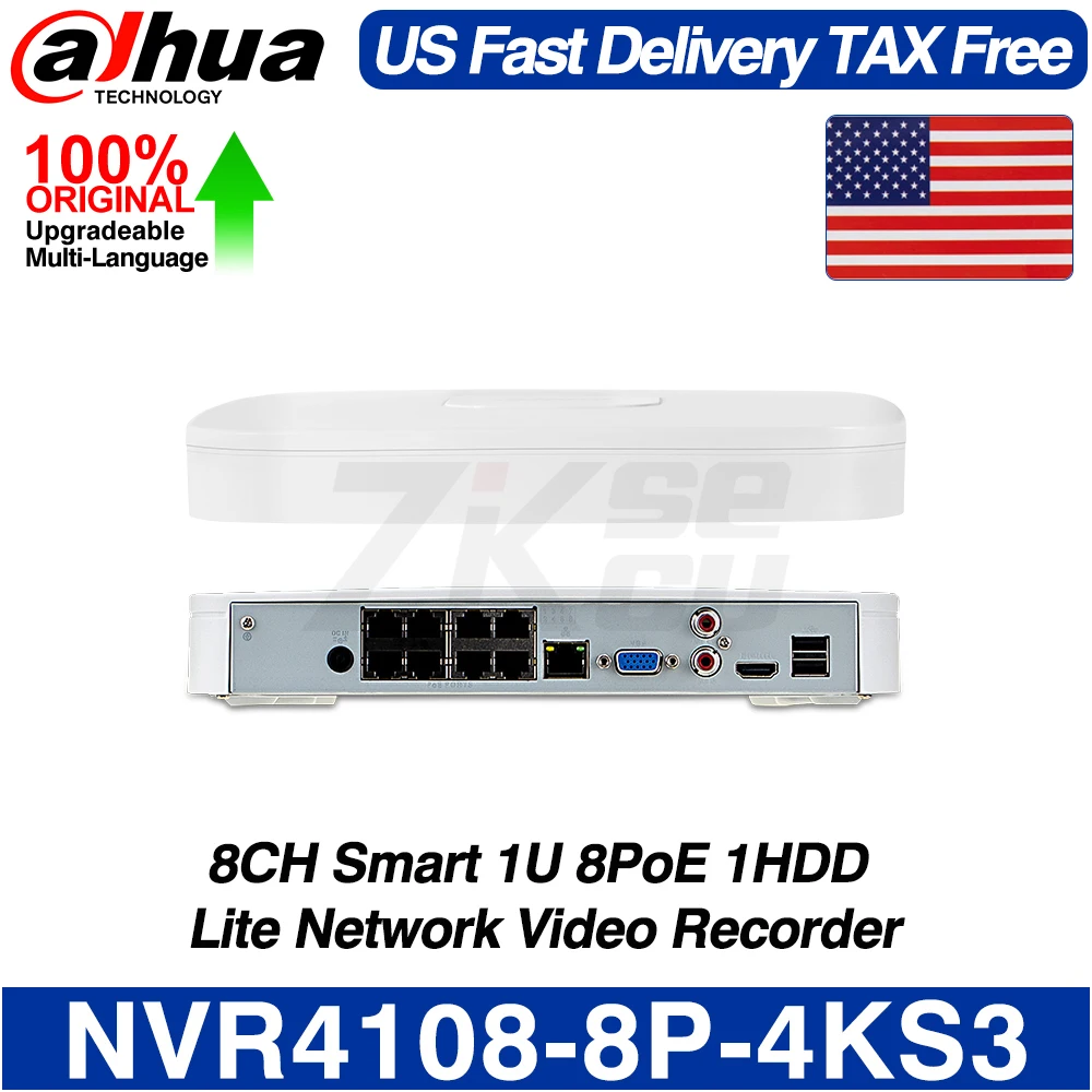 

Dahua NVR4108-8P-4KS3 8CH Smart 1U 8PoE 1HDD Lite Network Video Recorder Smart H.265+ AI By NVR SMD EPTZ MAX Audio Alarm I/O