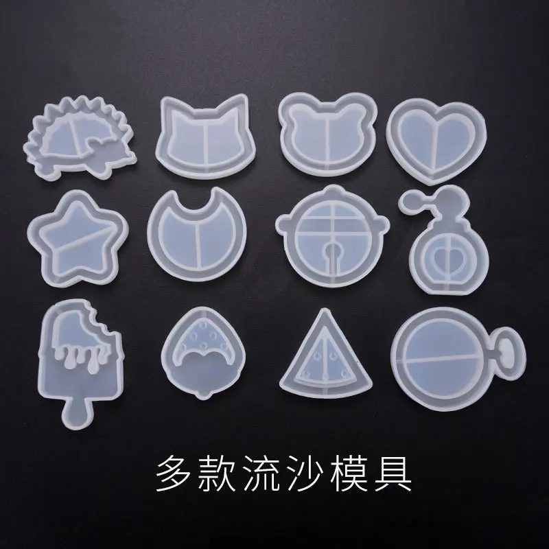 diy Crystal Glue Quicksand Mold Ornament Hanging Piece Pendant Moon Heart Ice Cream Five-Pointed Star Quicksand Silicone Mold