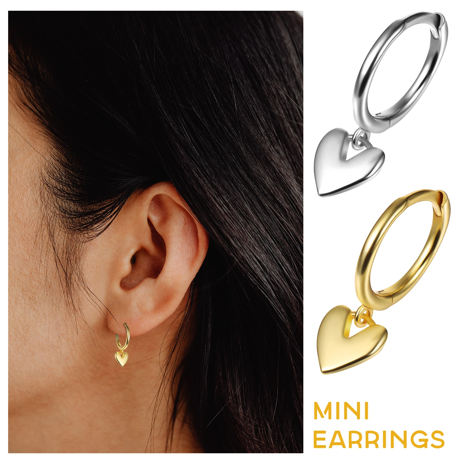 

2 Pairs Heart-shaped Earbud Earrings Drop Dangling Dangle for Women Temperament