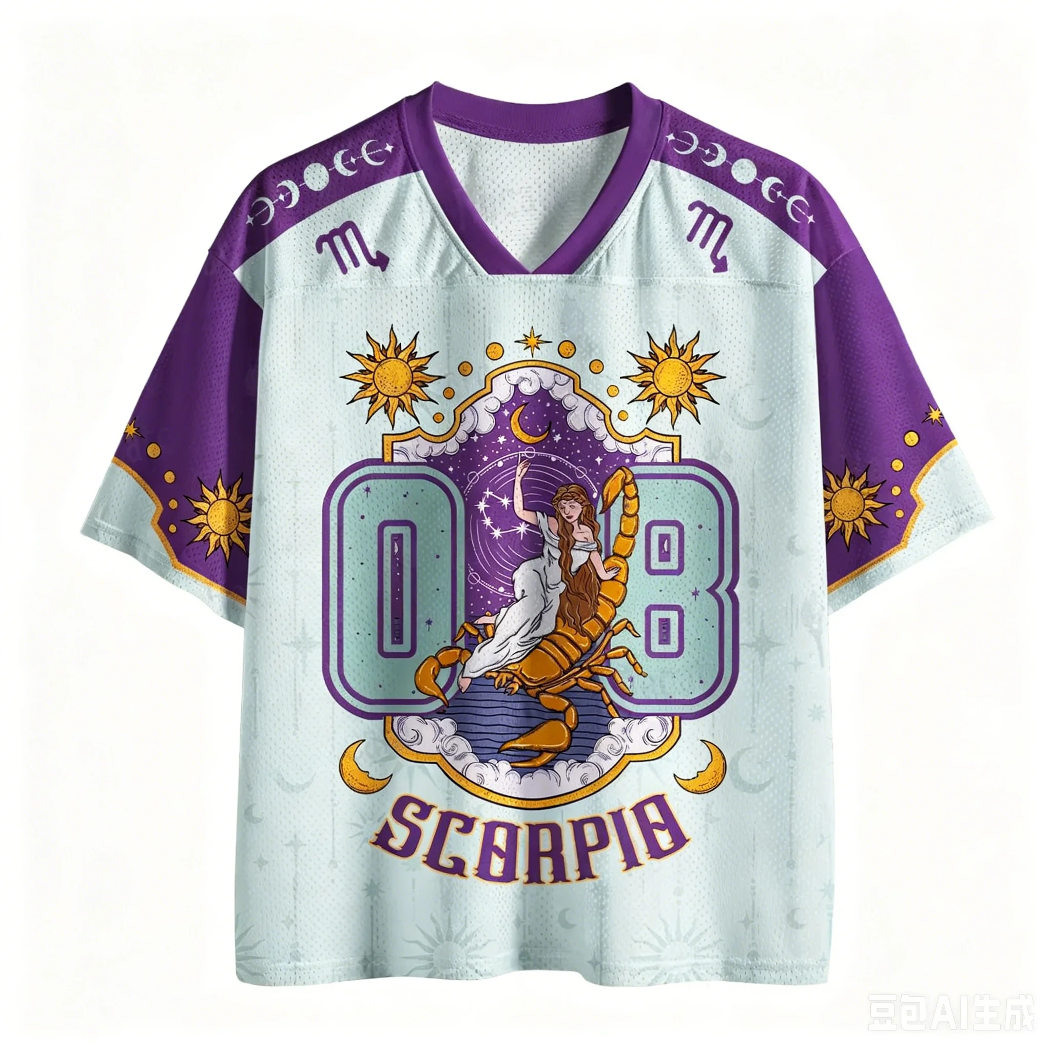 Summer 2026 Fashion Fun Scorpio Goddess 3D Printing Outdoor Leisure Fitness Sports Style Commemorative V-neck T-shirt Large