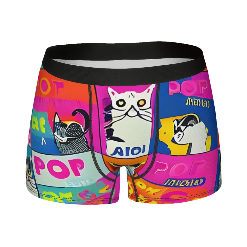 Wall Decor Pop Art Cat Typography Magic Canvas  Underpants Homme Panties Man Underwear Sexy Shorts Boxer Briefs