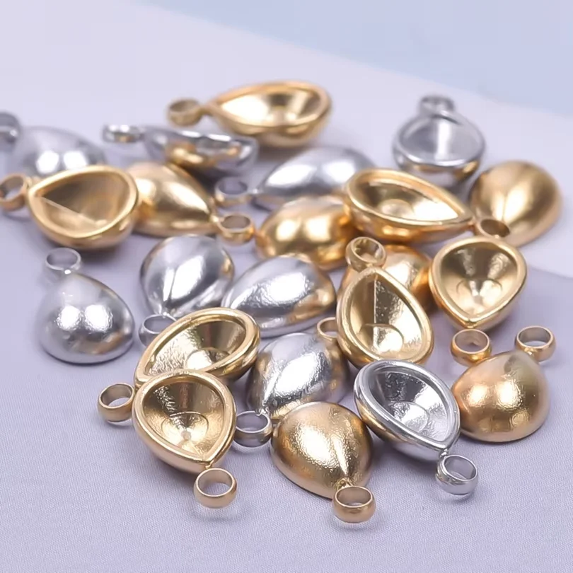 7pcs/Lot No Fading Half Water Drop Fashion Pendant Glaze Stainless Steel Pendants Used To Hand Making Necklace Earring Accessory