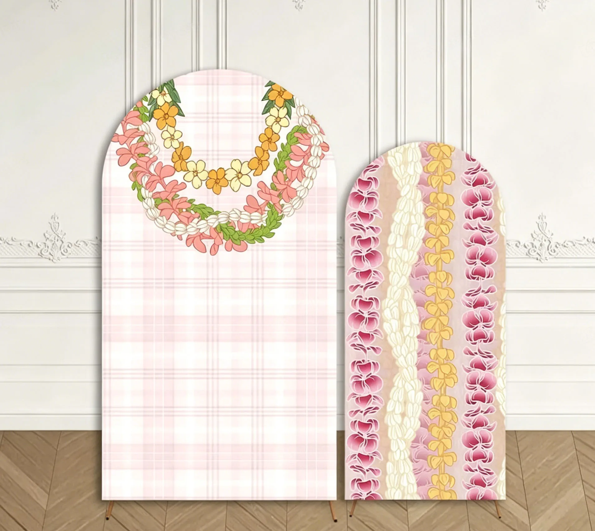 Custom 2-Sided Puakenikeni Flower Bridal Shower Arch Backdrop Cover Hawaii Flower Custom Name Wedding Decor Backdrop Photo