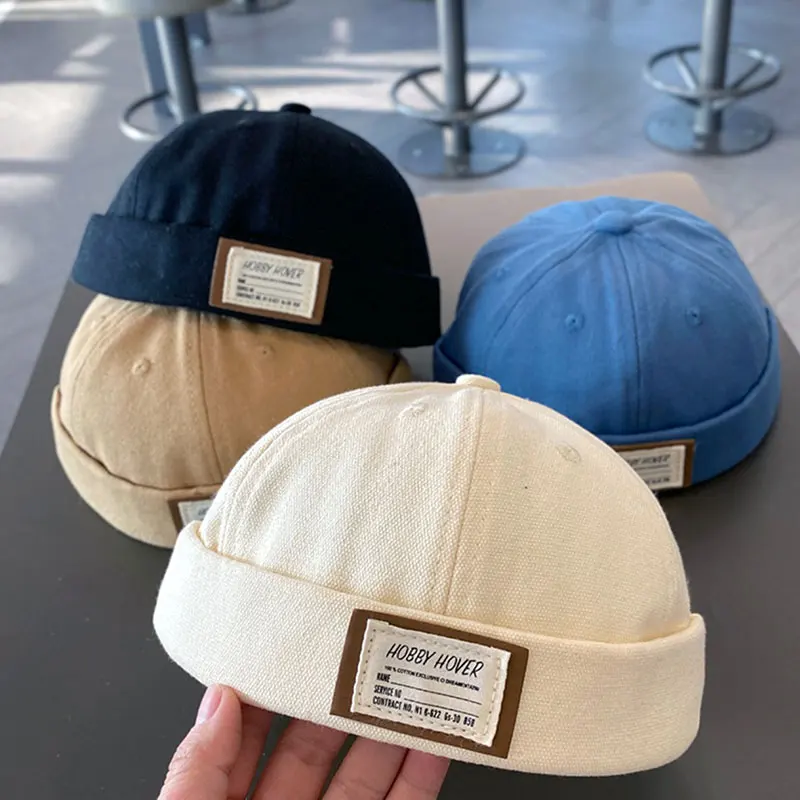 

Retro Kids Dome Brimless Hat Korean Children Melon Cap Boys Girls Hip Hop Docker Caps Solid Color Baby Landlord Hats Beanie 모자