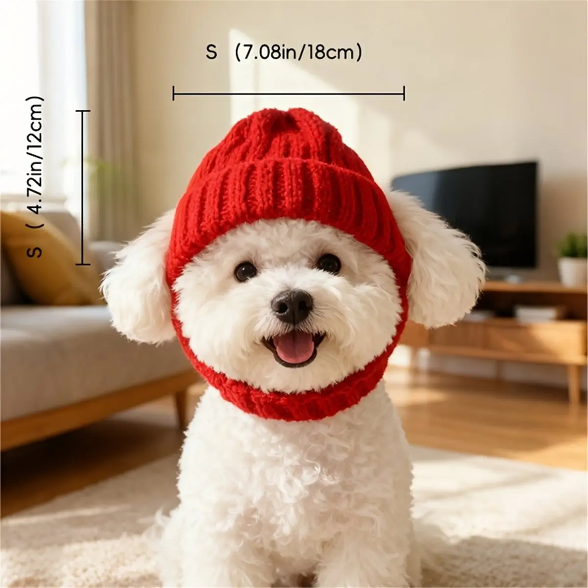 【AT48】 NEW Stylish Knitted Dog Hat, Fleece-Lined Winter Pet Hat, Soft Knitted Hat, Perfect for Photo Props.