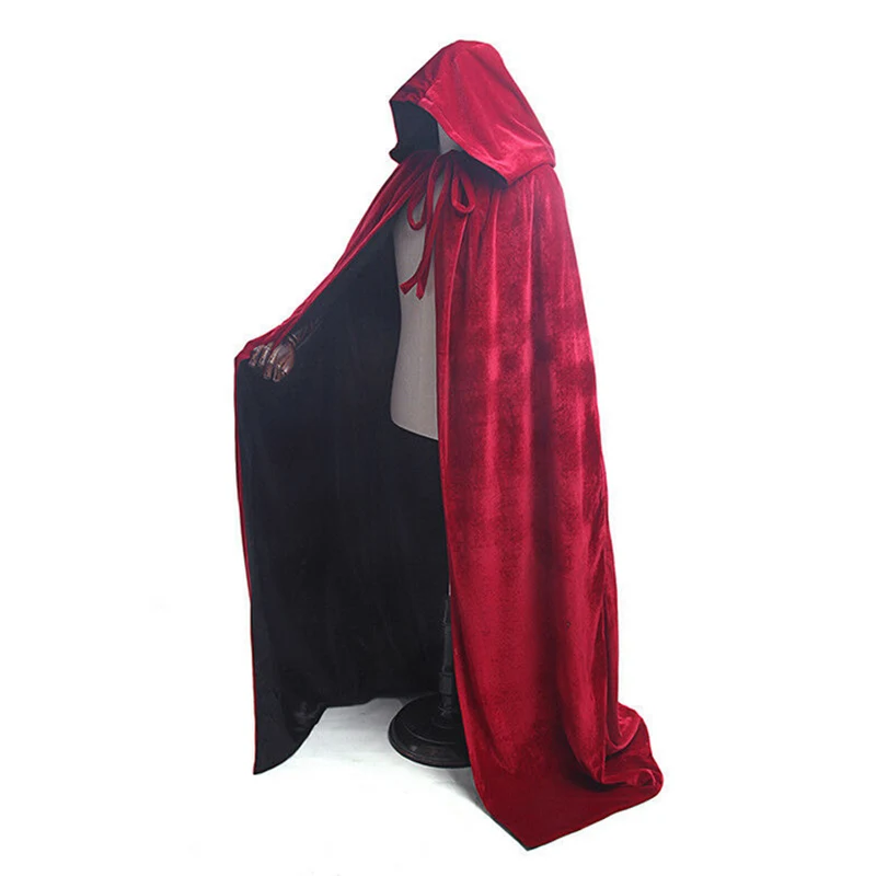 Unisex Fashion Halloween Trench Solid Color Velvet Women Men's Long Loose Cloak Halloween Party Costume Cloak accessories