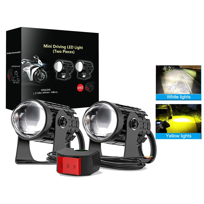 LED Motorrad Scheinwerfer Mit Schalter Super Helle Motorrad LED Explorers Scheinwerfer Projektor Fisheye Objektiv LED Moto Nebel