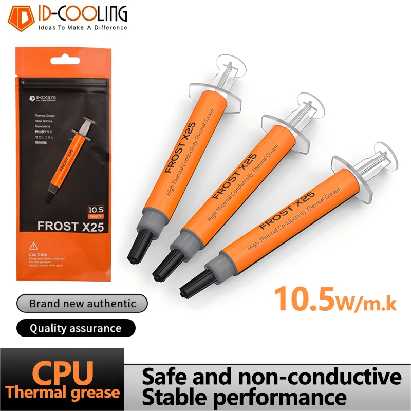 

ID-COOLING 10.5W/M.K High thermal conductivity CPU Thermal grease 10.5W/M.K Stable performance, safe, non-conductive