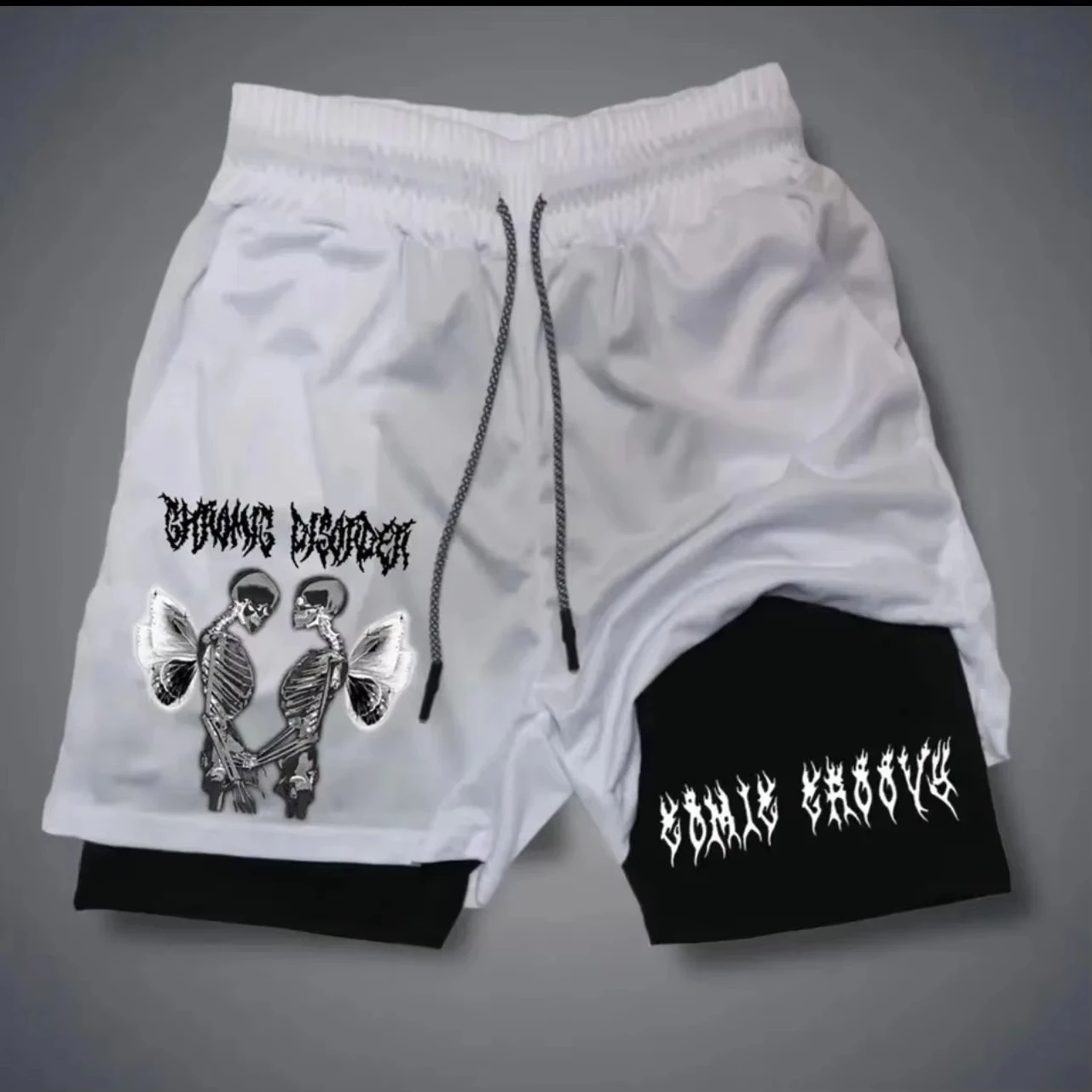 شورت رجالي مطبوع 2 في 1 بنطال رياضي للجري مع جيب للهاتف المحمول ملابس رجالية سريعة الجفاف قابلة للتنفس #2