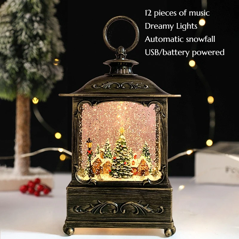 Christmas Gift Snowflake Wishing Lamp Luminous Music Box Snowhouse Town Atmosphere Home Decoration