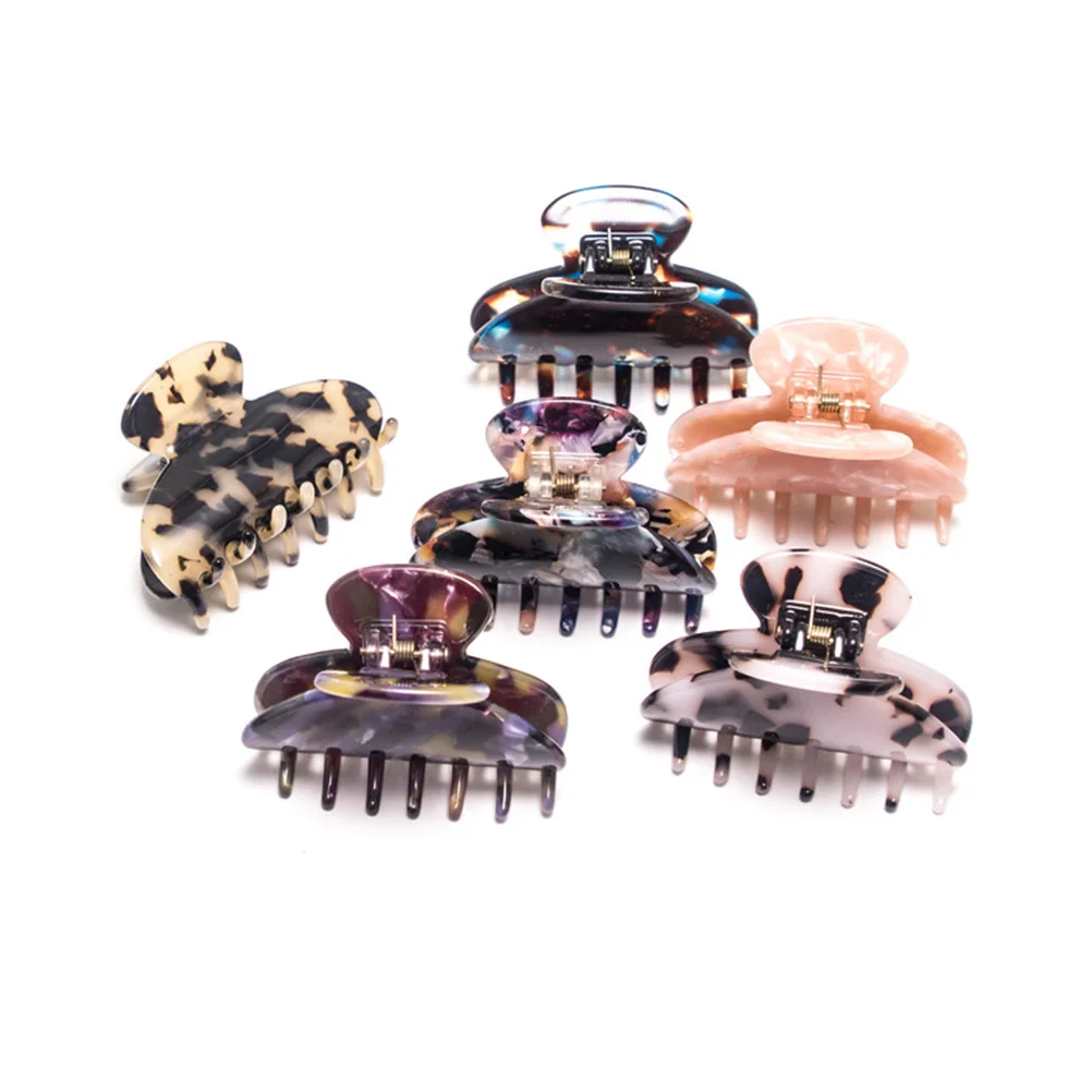 

3 шт. элегантные ацетатные заколки для волос с мраморным дизайном, аксессуары для укладки для женщин и девочек, без вмятин, прочный, разные цвета