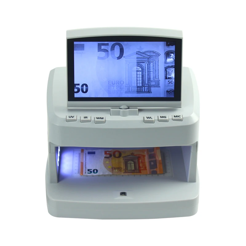 V100 Money Detector UV/MG/IR/WM Bill Cash Checker Multi Currency Banknote Counterfeit Verifier Machine