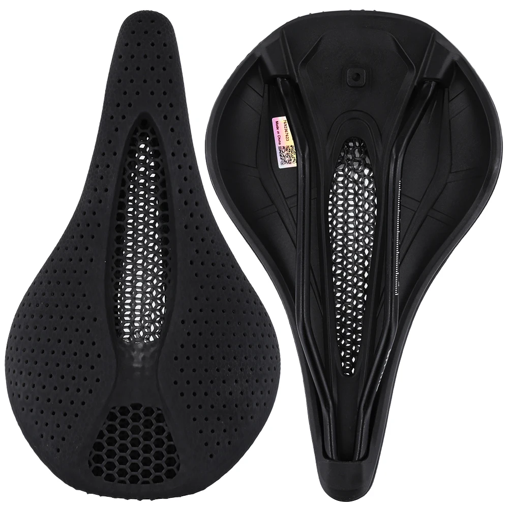 

3D Printed Hollow Bike Saddle Breathable Mountain Bicycle Cushion Shock Absorption for Men Women Long Distance Cycling