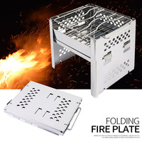 Outdoor Wood Stove Portable Foldable Stainless Steel Camping Stove With Mini Charcoal Grill Lightweight Barbecue Grill