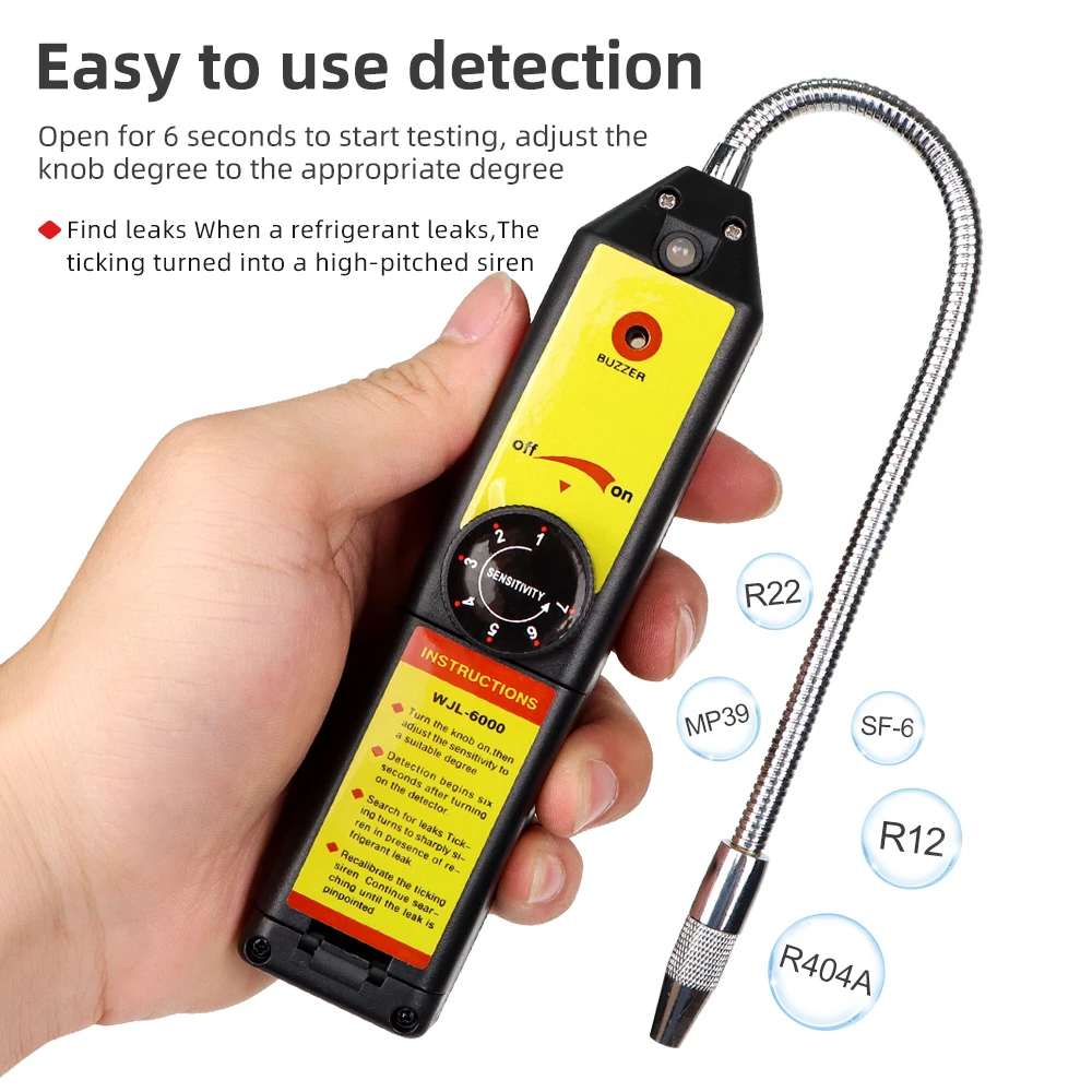 WJL-6000 Intelligent Halogen Leak Detector Portable Gas Leakage Analyzer Freon CFC HFC R22a Halogen Gas Detector Leak Check