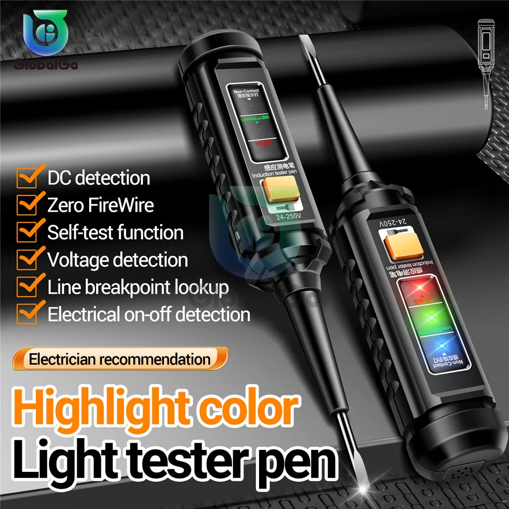 3 Color Light Circuit Tester Voltage Tester Pen Electric Test Detector Slotted Screwdriver Test Pen AC25-250V with Buzzer