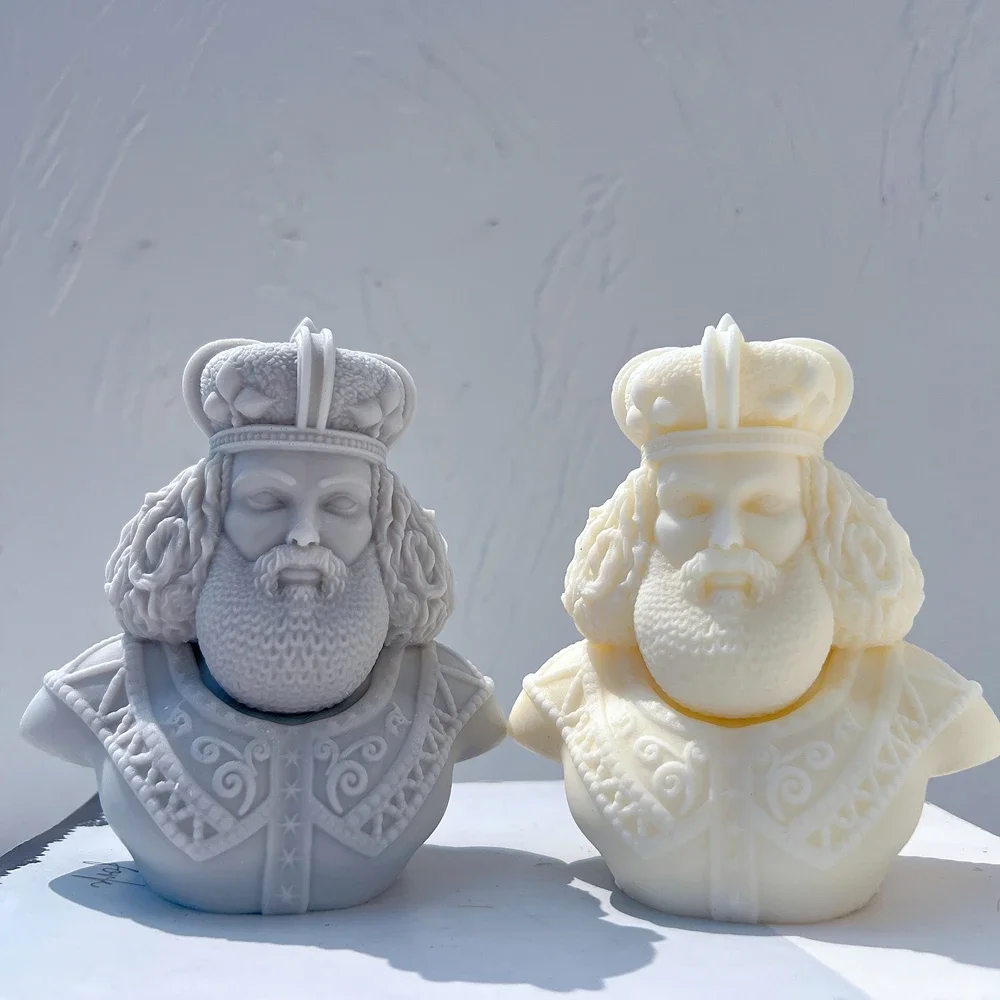 King Queen Statue Candle Mold Greek Art Woman Sculpture Wax Tool Goddess Bust Silicone Molds