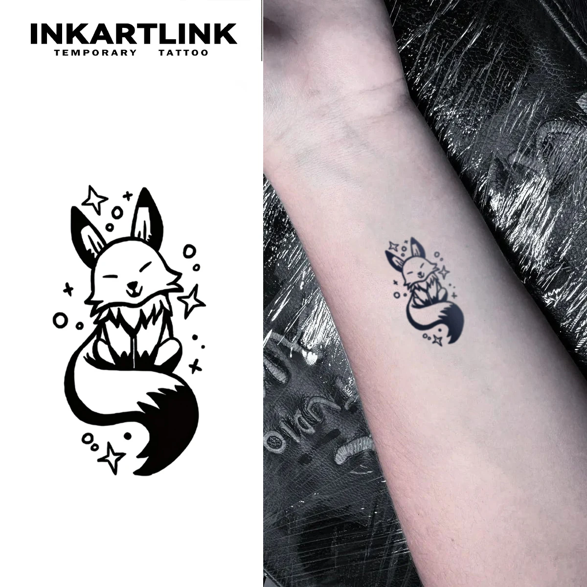 3 Stück Fuchs-Temporär-Tattoos, halten bis zu 15 Tage. Neue Technologie, magischer, wasserdichter, semi-permanenter Aufkleber.