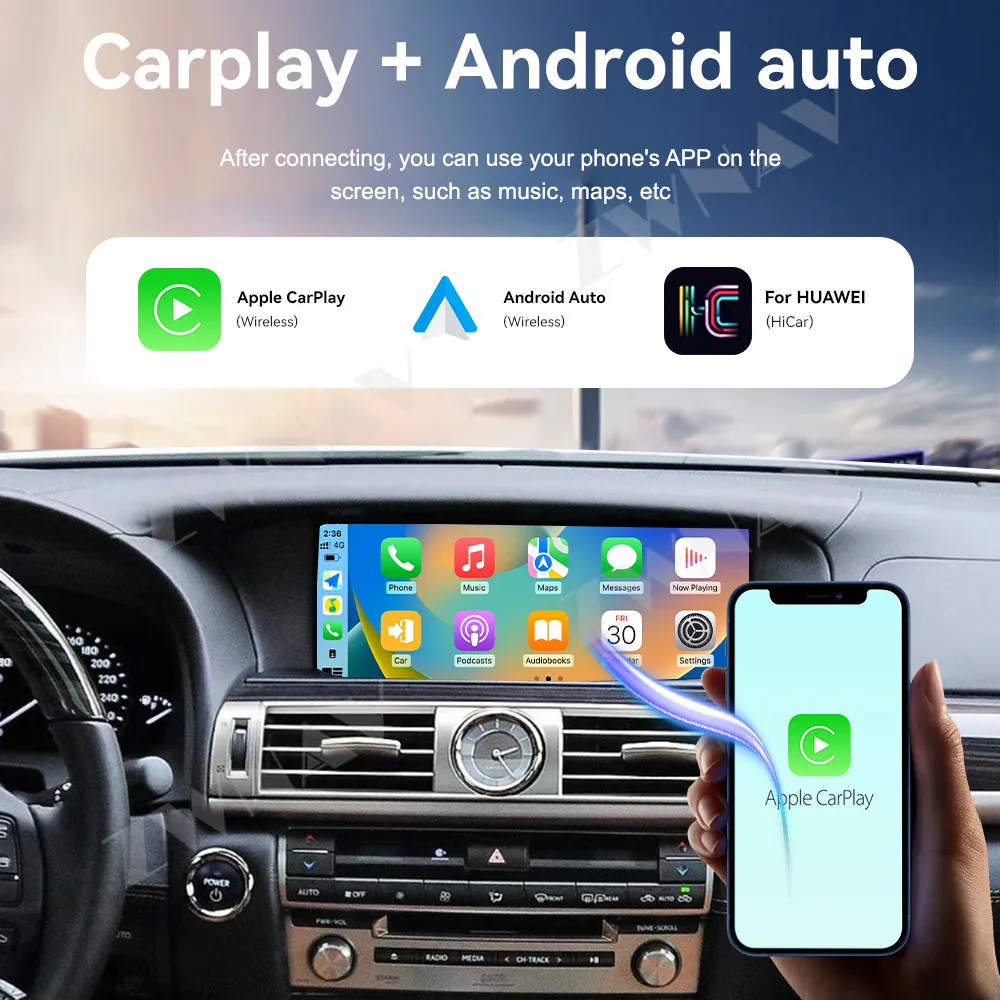 Android 14 Carplay Radio de coche pantalla táctil de 12,3 pulgadas para Lexus LS 2013-2016 navegación GPS para coche reproductor Multimedia unidad principal Auto
