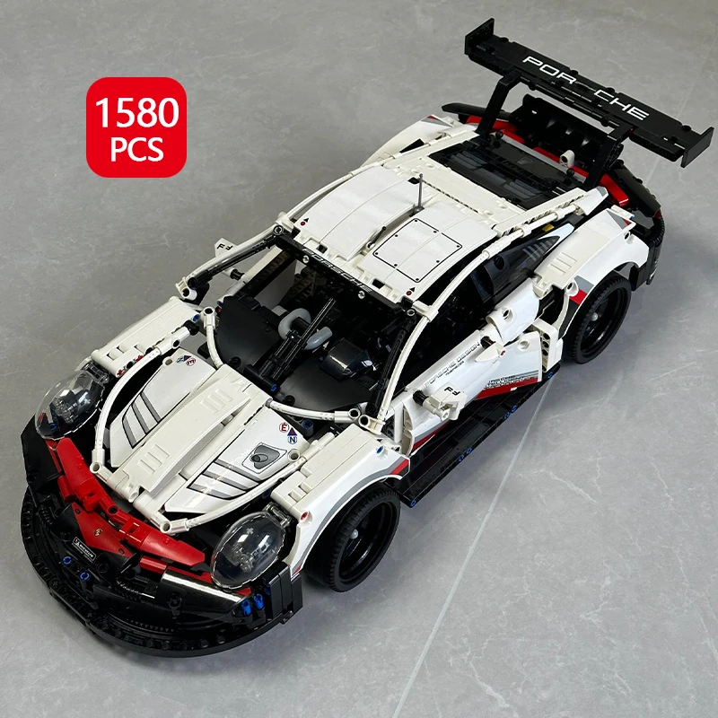 1580 pièces Technic 1:10 MOC 911RSR Voiture de course classique en blocs de construction à assembler pour garçons, décoration de la maison, cadeaux d'anniversaire