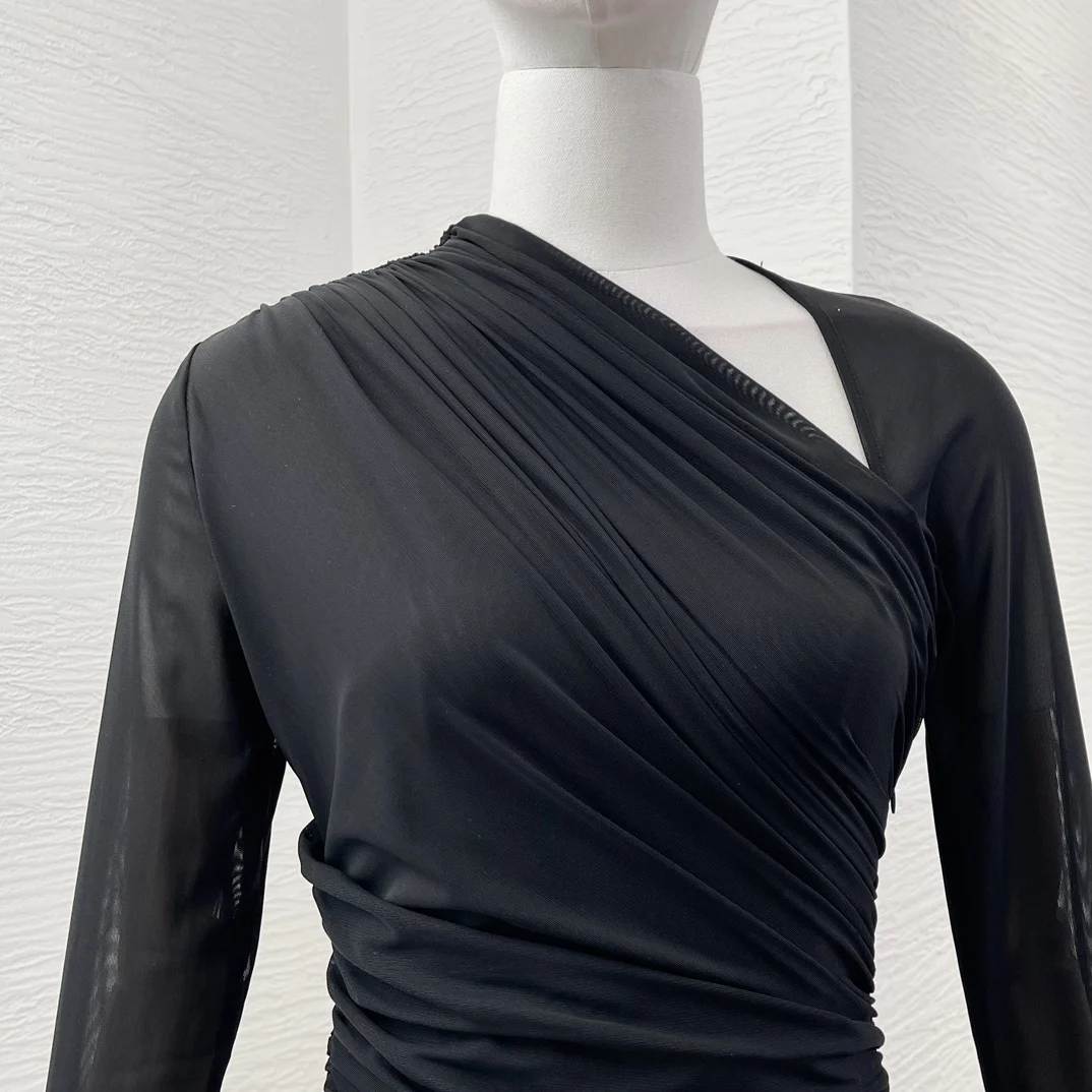 

2025 New Fashion Overall Summer Ladies Black Long Sleeve Temperament Minimalist Jumpsuit Top