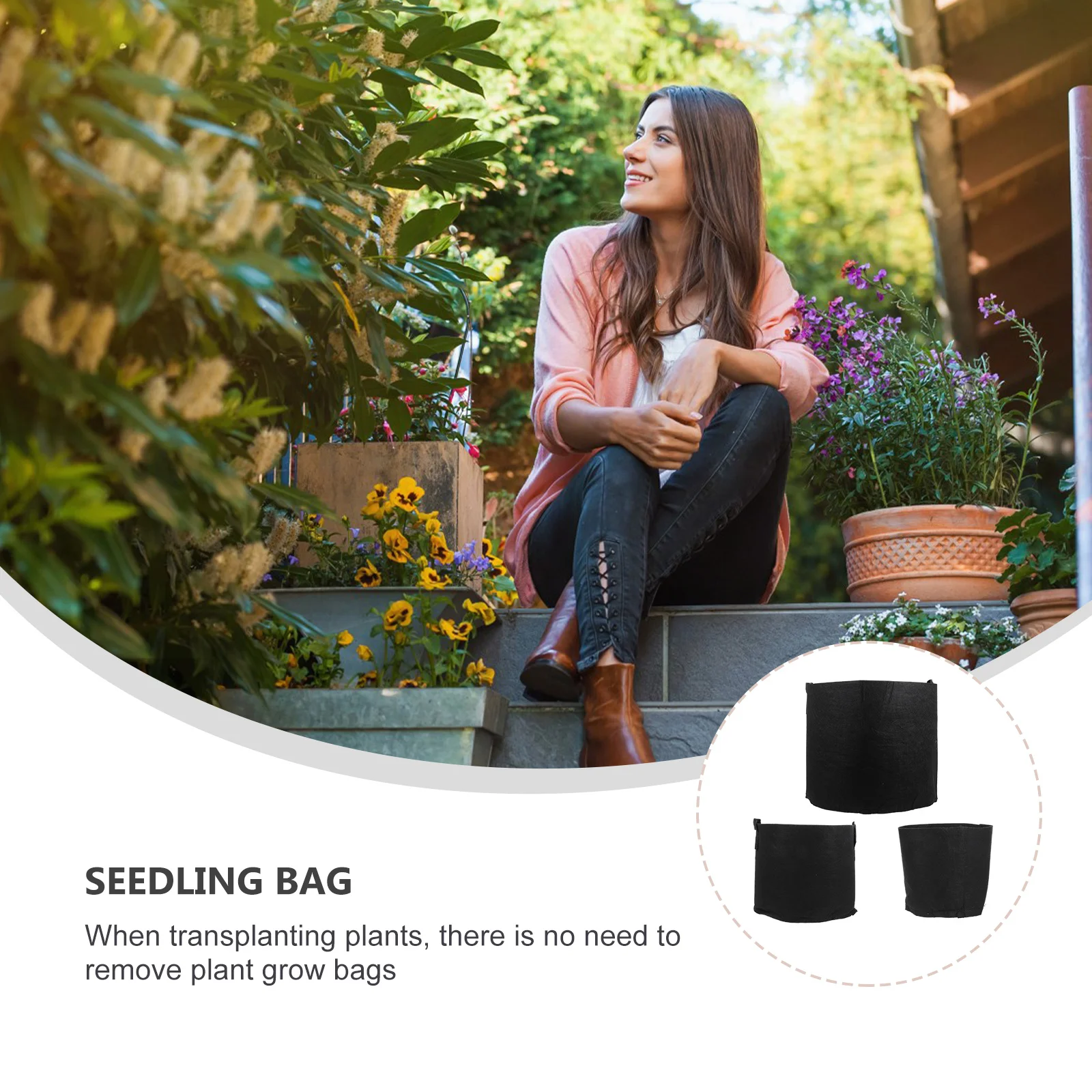 

6pcs Plant Grow Bags 10X12Inch Breathable Fabric For Tree Transplanting Vegetable Gardening Meltable Root Protection Pouch