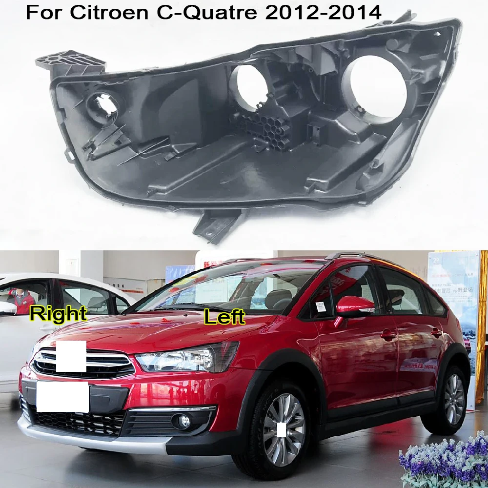 Front Lampshade Support frame For Citroen C-Quatre 2012 2013 2014 Car Headlights Bottom Black Shell Base Lamp Lens Enclosure