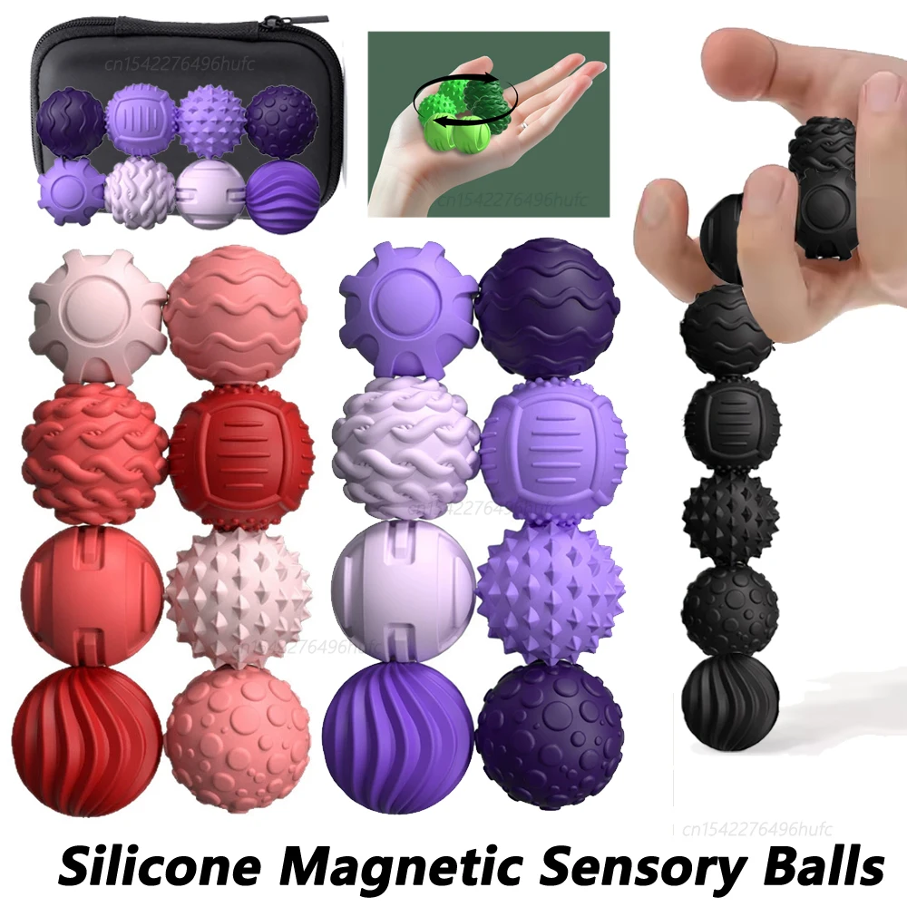 Silicone Magnetic Sensory Balls Fidget Toys for Adults Kids Worry Balls Autism Calming Anxiety Stress Relief Magnet Sensory Ball