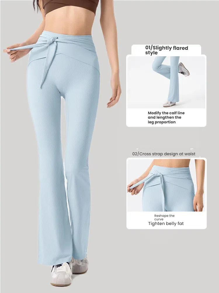 Women's High Waist Yoga Pants Flared Leggings Butt Lifting Stretchy Soft Wide Leg Fitness Exercise Trousers Lounge Wear