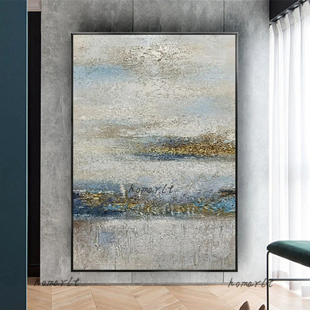 

Handmade Abstract Nordic Landscape Wall Decor Picture Art Abstract Knife Scenery Texture Oil Painting Canvas Wall Art Artwork