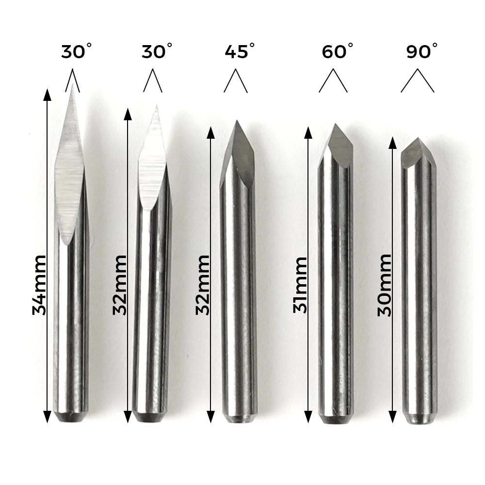 10PCS V Shape Flat Bottom 20/30/45/60/90 Degrees PCB Engraving Bits Tip End Mill Tungsten Carbide 3D 3.175 1/8 Milling Cutter