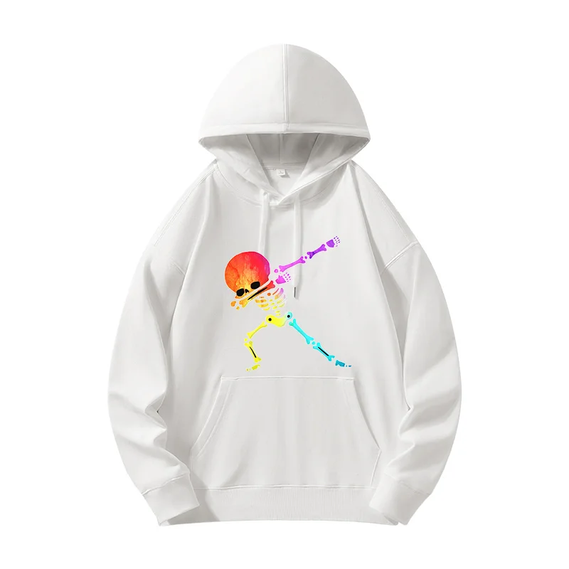 

Simple casual men's autumn warm long-sleeved hoodie new color skull print multi-color loose adult tops outdoor sweatshirt