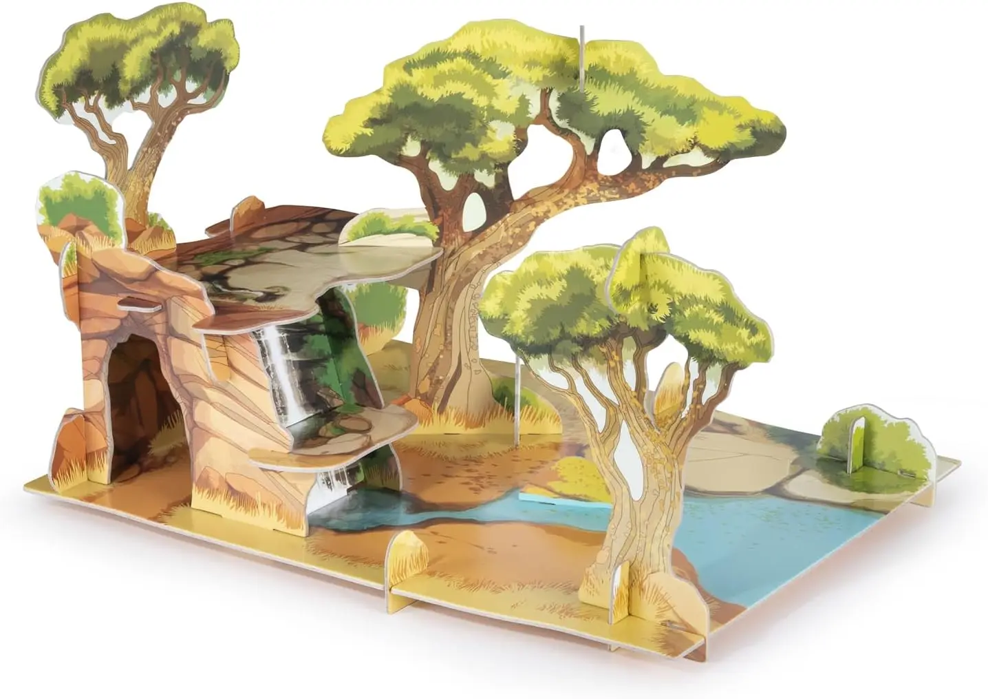 

Wooden Savannah Play Set for Kids Ages 3+, Wildlife Figurine Environment, Boys and Girls