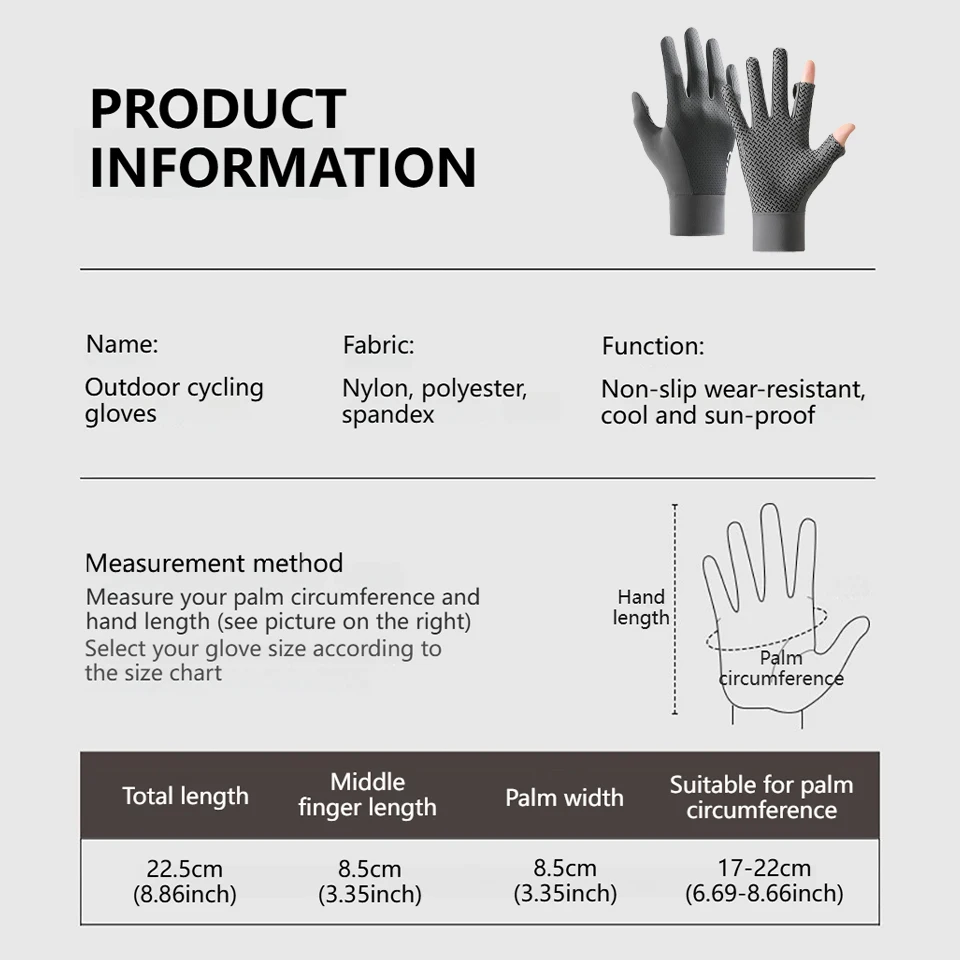 New Summer Thin Sun Protection Cycling Gloves Two-Finger Flip Touchscreen Breathable Anti-Slip Driving Men Women Stretch Gloves