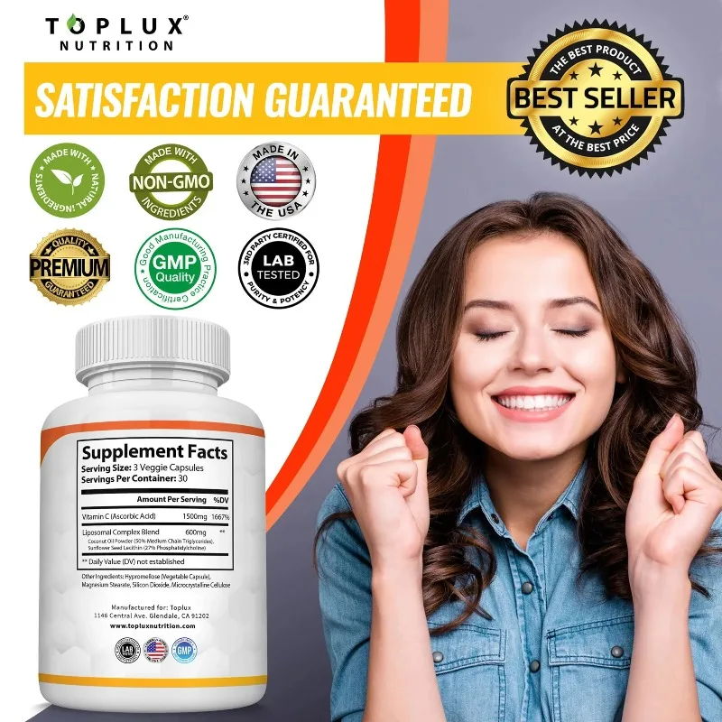 Liposomal Vitamin C 2100 Mg - Promote Absorption and Digestive Comfort, Antioxidants, Support Immune Health