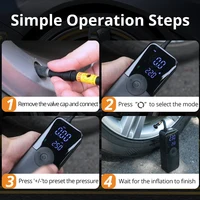 CARSUN-Pompe à Air Rechargeable, Compresseur Portable, Numérique, Sans Fil, pour Voiture, Vélo, Moto 4