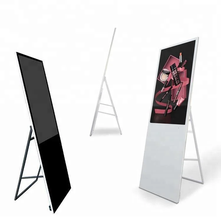 Layar Display Iklan Digital Menu Board TFT LCD LED Portabel Lipat 55" Inch OEM/ODM
